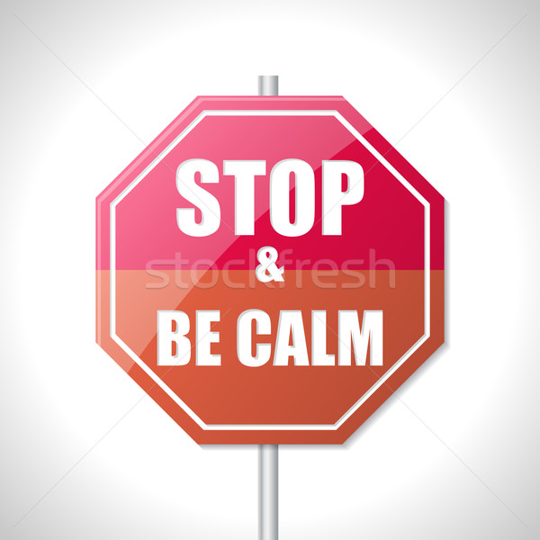 Arrêter calme panneau de signalisation blanche trafic presse [[stock_photo]] © vipervxw