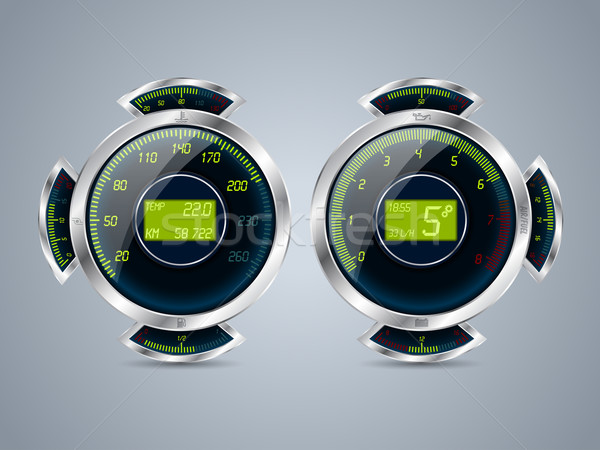 Digital speedometer rev counter with other gauges Stock photo © vipervxw