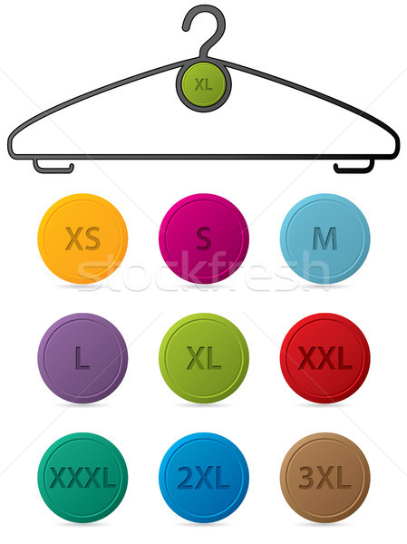 Cloth hanger with buttons showing sizes Stock photo © vipervxw