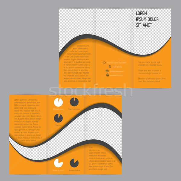 Cool wave design tri-fold flyer brochure template Stock photo © vipervxw