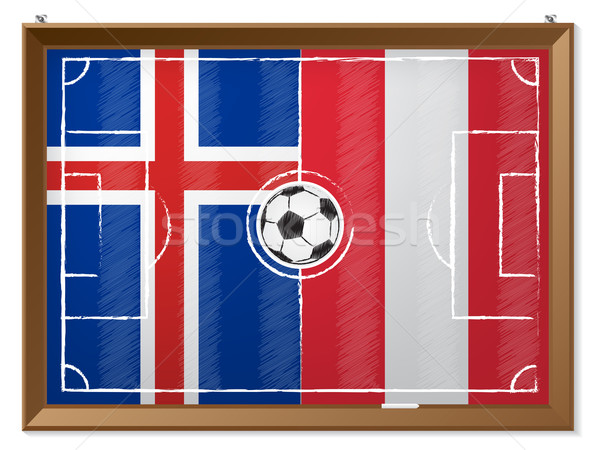 Soccer field with austrian and iceland flag Stock photo © vipervxw
