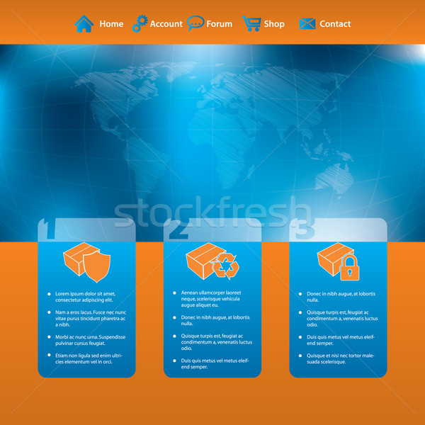 Website template design with products and scribbled map Stock photo © vipervxw