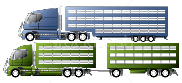 Trucks with animal transportation trailers  Stock photo © vipervxw
