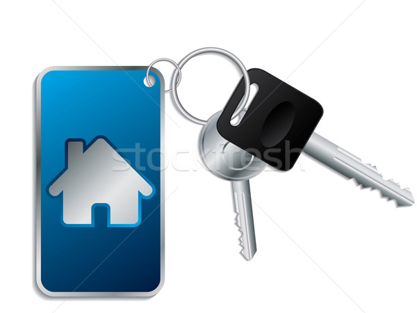 Schlüssel blau metallic Haus Auto abstrakten Stock foto © vipervxw