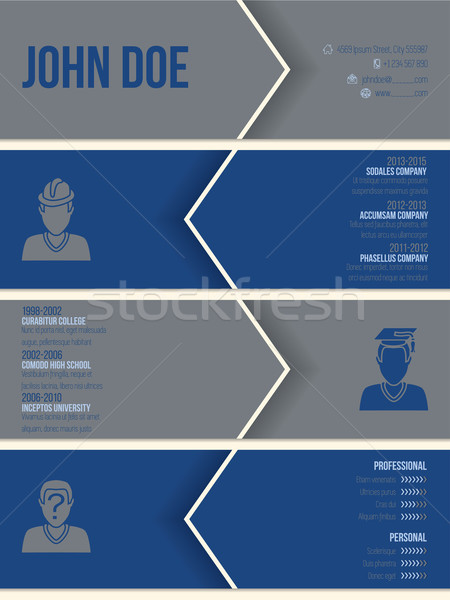 Simplistic modern resume cv with arrows and shadows Stock photo © vipervxw