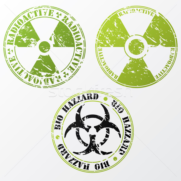 Bio Gefahr radioaktiven Stempel Set Grunge Stock foto © vipervxw