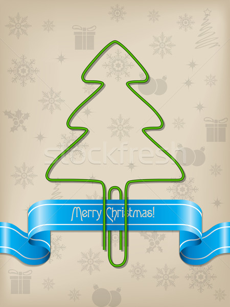 Natal saudação árvore de natal clipe de papel projeto azul Foto stock © vipervxw