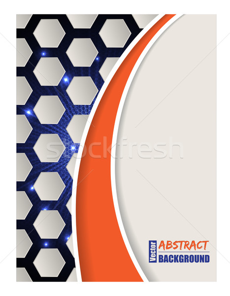 Bursting hexagon brochure with orange wave Stock photo © vipervxw