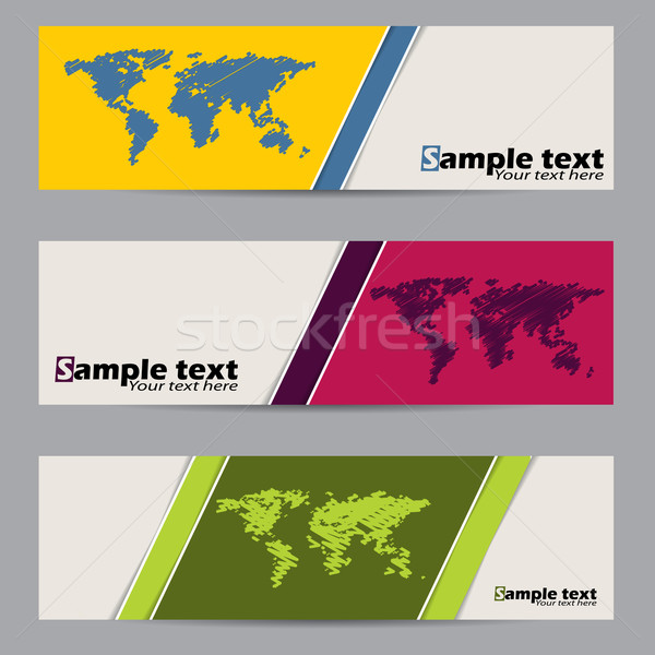 Simplistic label set with scribbled maps Stock photo © vipervxw