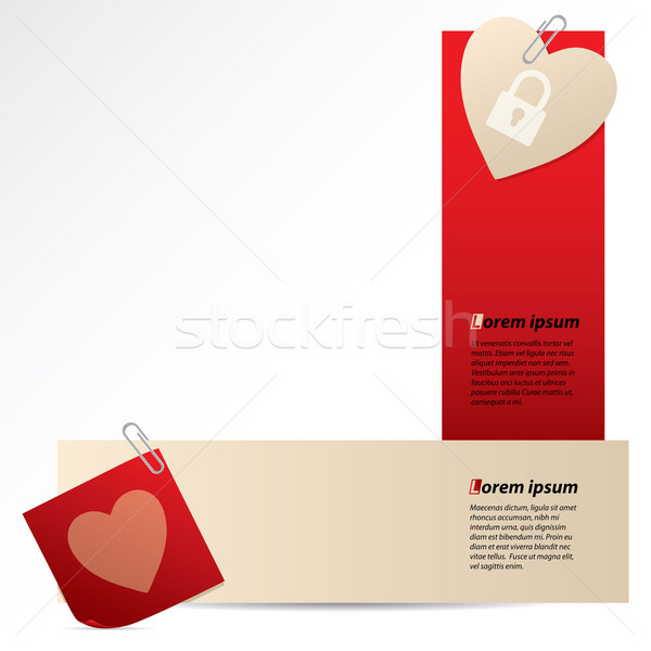 Banners with notepaper and heart Stock photo © vipervxw