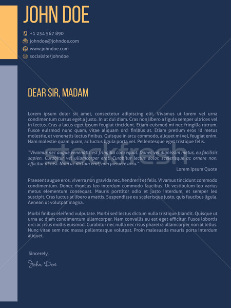 Simplistic cover letter cv resume template design in dark blue Stock photo © vipervxw