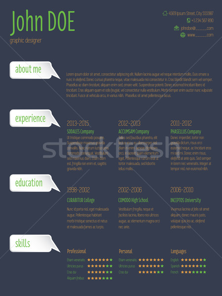 Modern resume cv template with speech bubbles Stock photo © vipervxw