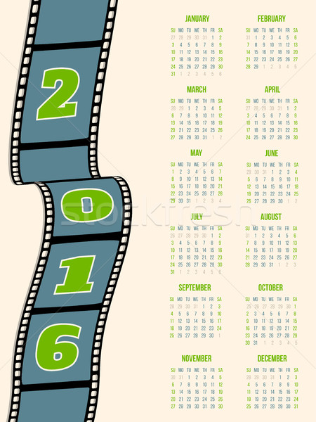 Foto stock: Calendario · diseno · tira · de · película · 2016 · año · oficina