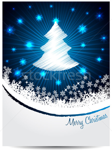 Blue white christmas greeting with bursting scribbled christmast Stock photo © vipervxw