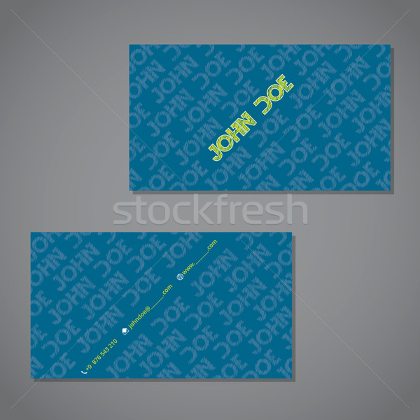 Scribbled text business card in blue with green Stock photo © vipervxw