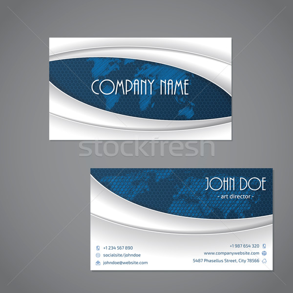 Blue scribbled map business card template Stock photo © vipervxw