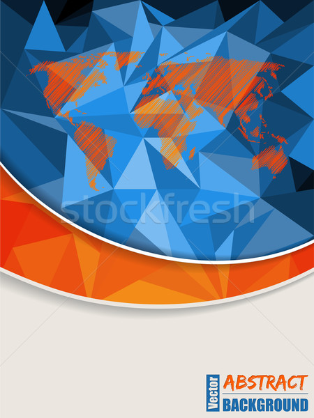 Abstract blue brochure with scribbled world map Stock photo © vipervxw
