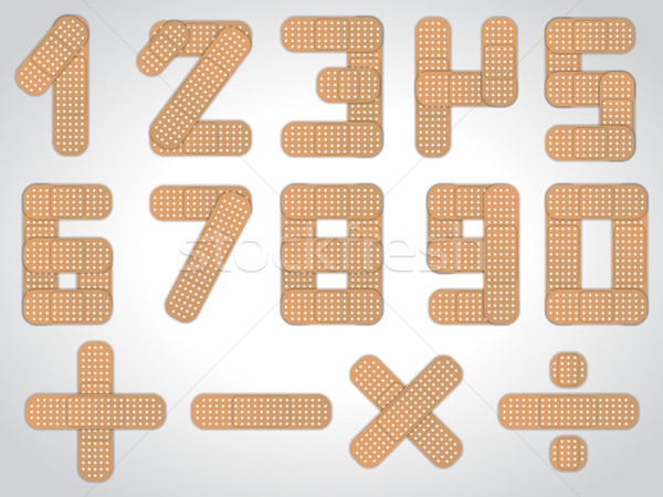 Number set from 0 to 9 plus other mathematical signs Stock photo © vipervxw