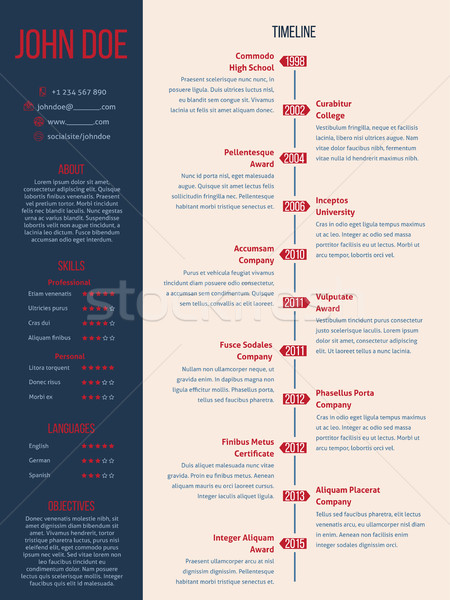 Modern cv resume with detailed timeline Stock photo © vipervxw