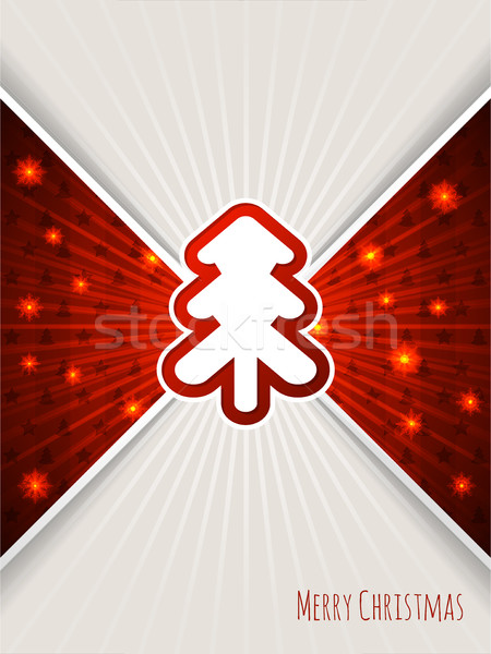 Stock photo: Christmas greeting with bursting red christmas tree