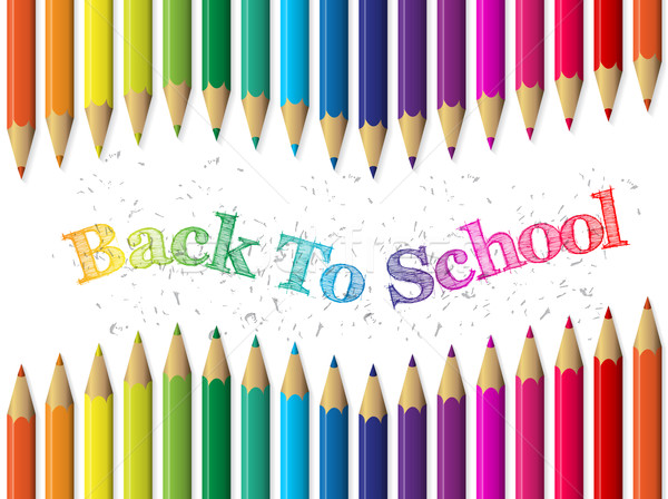 Back to school background with pencils and waving text Stock photo © vipervxw