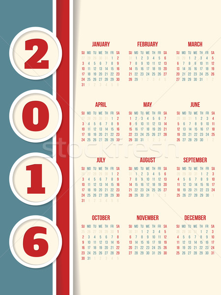 Calendar design for year 2016 with circles  Stock photo © vipervxw
