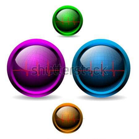 Parlak kardiyogram düğmeler düğme ayarlamak sanat Stok fotoğraf © vipervxw