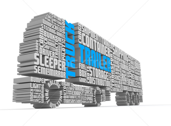 3d words shaping a truck with trailer lower front view Stock photo © vipervxw