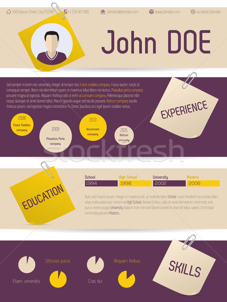 Modern curricculum vitae resume with tags and paper clips Stock photo © vipervxw
