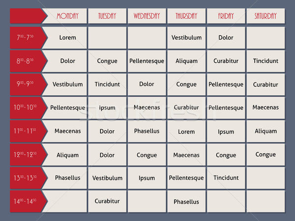 Red timetable template with arrow time pointer Stock photo © vipervxw