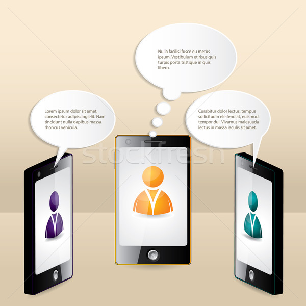 Okostelefon párbeszéd illusztrált szövegbuborékok minta szöveg Stock fotó © vipervxw