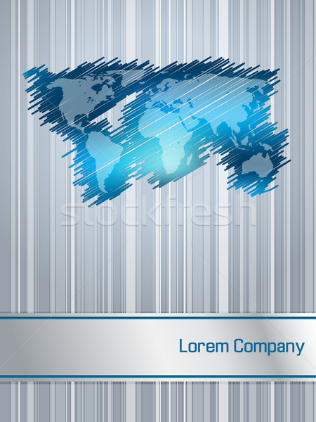 Striped and scribbled blue business brochure design Stock photo © vipervxw