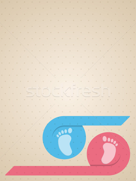 Blue pink ribbon with baby feet greeting card  Stock photo © vipervxw