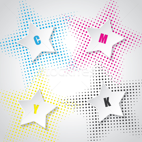 Stock photo: Abstract cmyk background with 3d stars