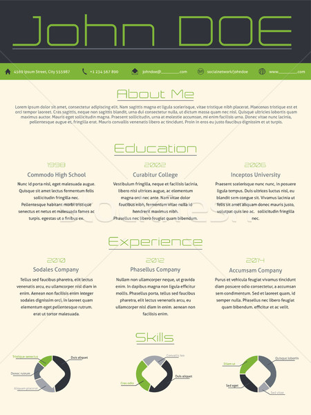 Modern curriculum vitae cv resume in green gray colors Stock photo © vipervxw
