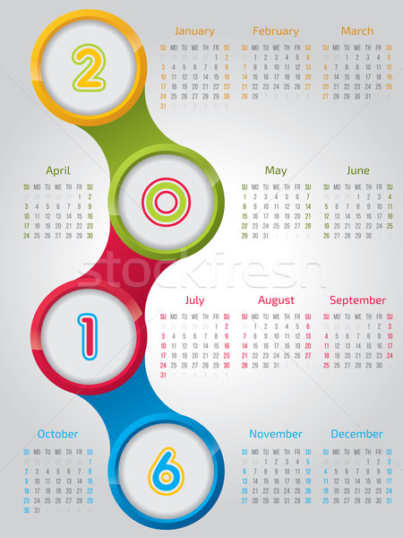 New 2016 calendar with shiny circles  Stock photo © vipervxw