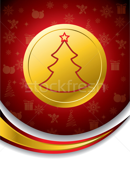 Weihnachtsbaum Form Goldmedaille rot Textur Kunst Stock foto © vipervxw