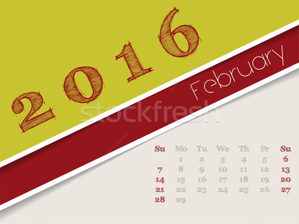 Simplistic february 2016 calendar design Stock photo © vipervxw