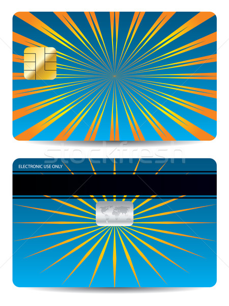 Bursting orange rays on blue bank card  Stock photo © vipervxw