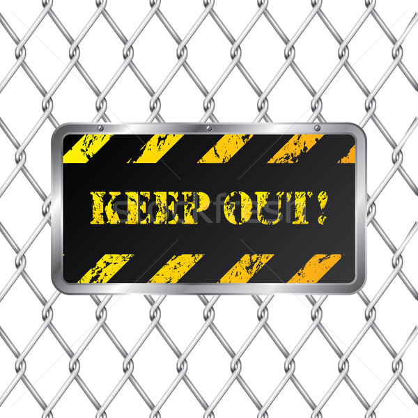 Warning plate with wired fence  Stock photo © vipervxw