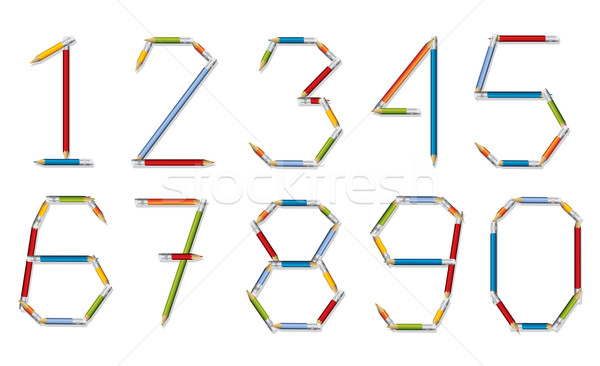 Number set made of pencils Stock photo © vipervxw