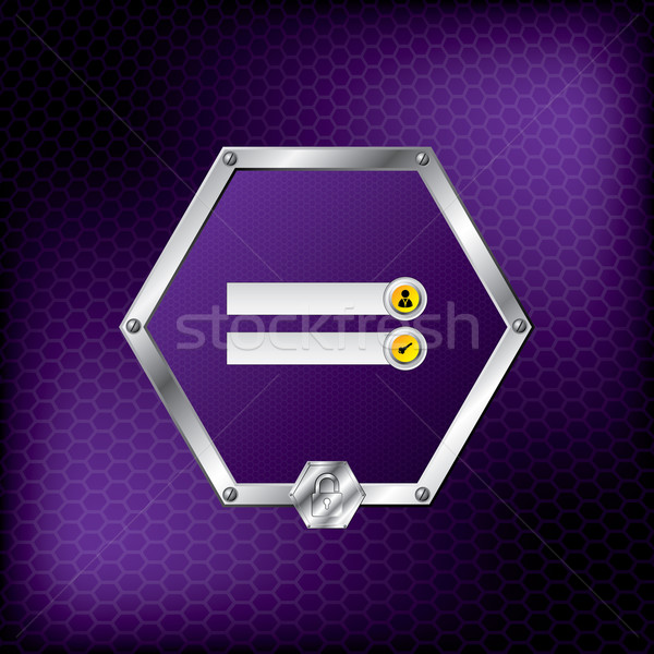 Metallic hexagon login screen design with purple background Stock photo © vipervxw