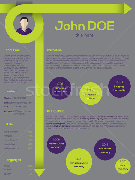 Modern resume cv template with curly arrows Stock photo © vipervxw