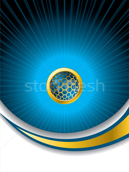 Abstract albastru brosura hexagon buton aur Imagine de stoc © vipervxw