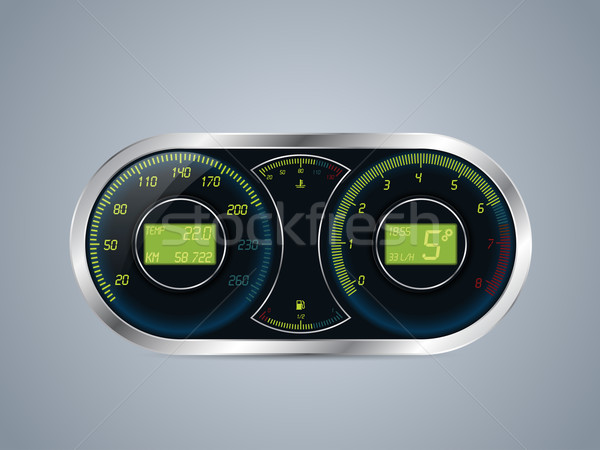 Shiny metallic speedometer and rev counter Stock photo © vipervxw