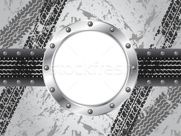 Industrial brochure design with tire track and metallic ring Stock photo © vipervxw
