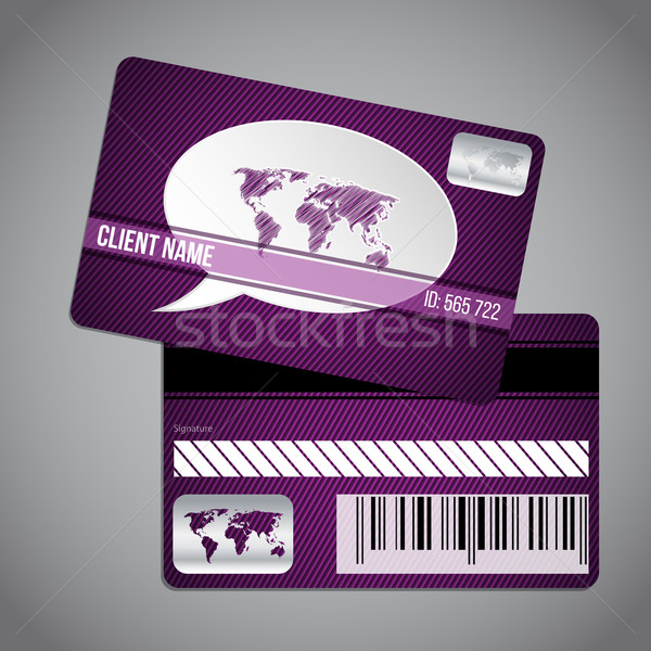 Loyalty card with world map and speech bubble on striped backgro Stock photo © vipervxw