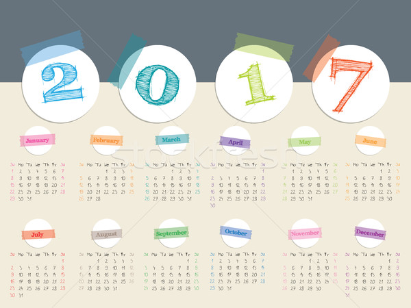 Awesome 2017 color tape calendar design Stock photo © vipervxw
