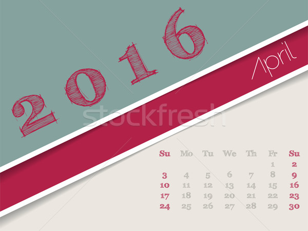 Simplistic april 2016 calendar design Stock photo © vipervxw
