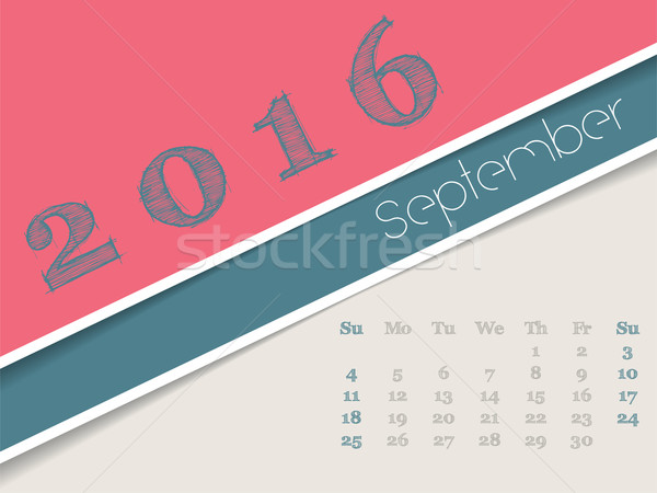 Simplistic september 2016 calendar design Stock photo © vipervxw